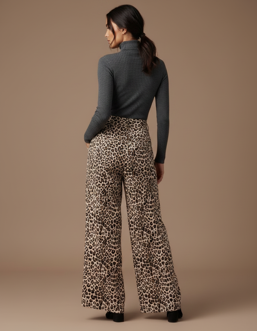 Pantalon Léopard Ample Imprimé Fluide Femme Chic - Viscose - vue 2