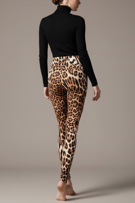 Pantalon Léopard Imprimé Moulant Taille Haute Stretch - Polyester - vue 2