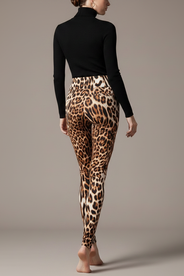 Pantalon Léopard Imprimé Moulant Taille Haute Stretch - Polyester - vue 2