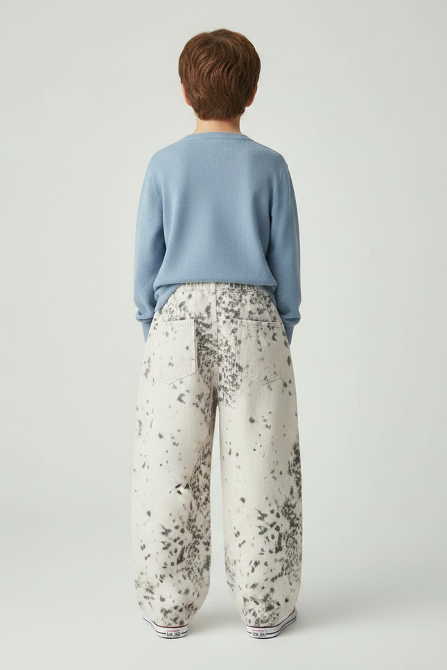 Pantalon Léopard Ample Beige Imprimé Garçon Décontracté - Coton - vue 2