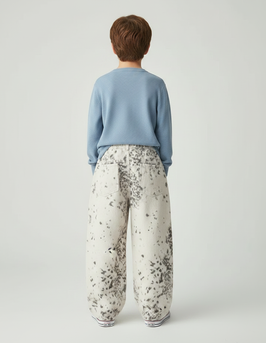 Pantalon Léopard Ample Beige Imprimé Garçon Décontracté - Coton - vue 2