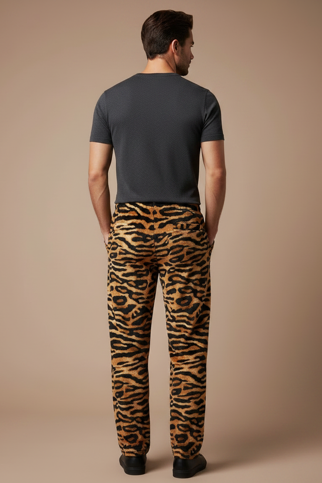Pantalon Léopard Marron Ample Imprimé Doux Homme - Molleton - vue 2