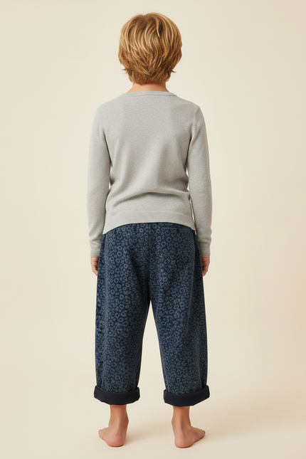 Pantalon Léopard Bleu Marine Ample Coton Enfant - Molleton - vue 2
