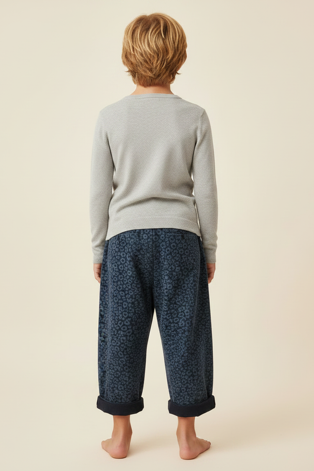 Pantalon Léopard Bleu Marine Ample Coton Enfant - Molleton - vue 2