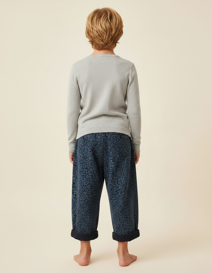 Pantalon Léopard Bleu Marine Ample Coton Enfant - Molleton - vue 2