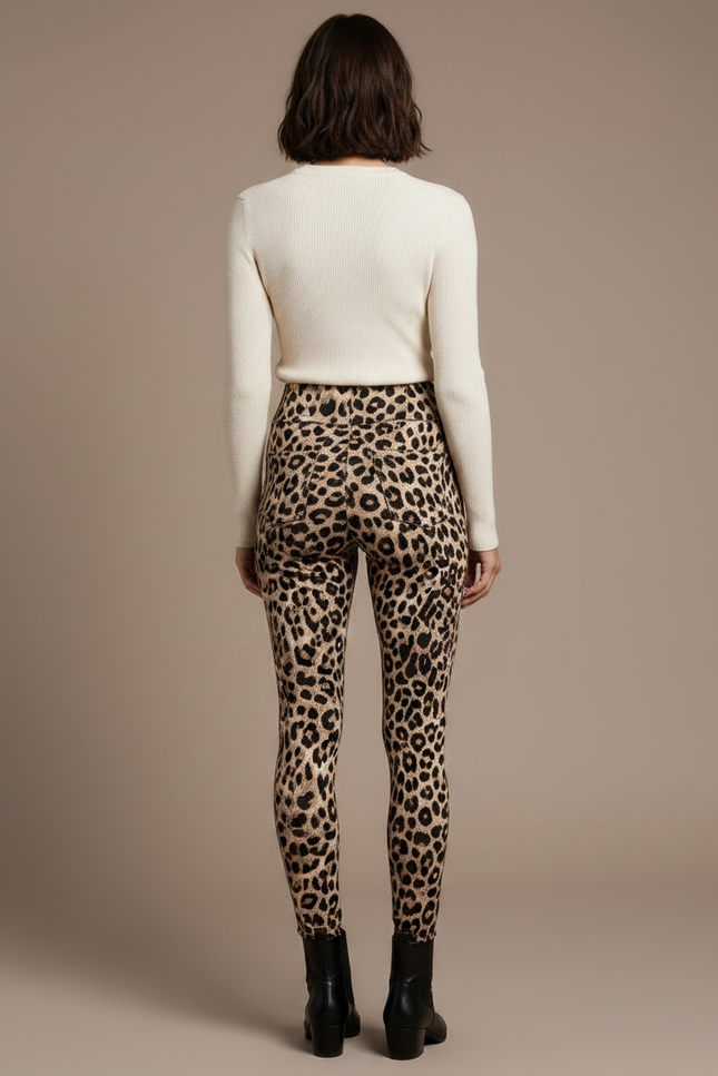 Pantalon Léopard Femme Taille Haute Moulant Stretch Imprimé - Maille - vue 2