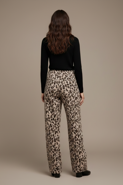 Pantalon Léopard Ample Velours Imprimé Hiver Femme - vue 2