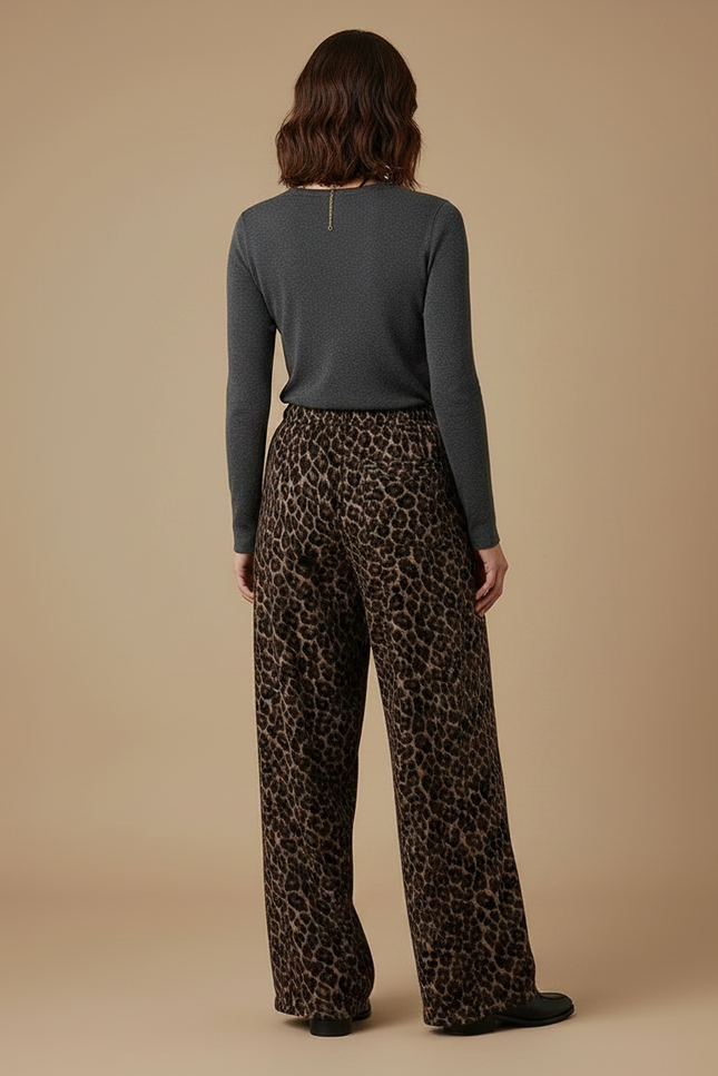 Pantalon Léopard Fluide Ample Imprimé Femme - Velours - vue 2