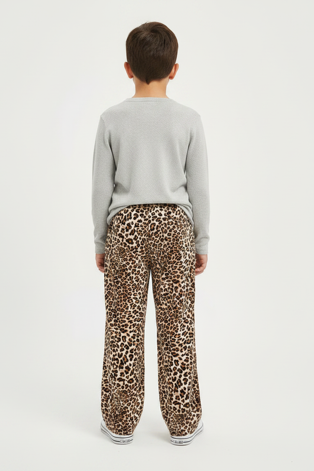 Pantalon Léopard Ample Fluide Imprimé Décontracté Garçon - Viscose - vue 2