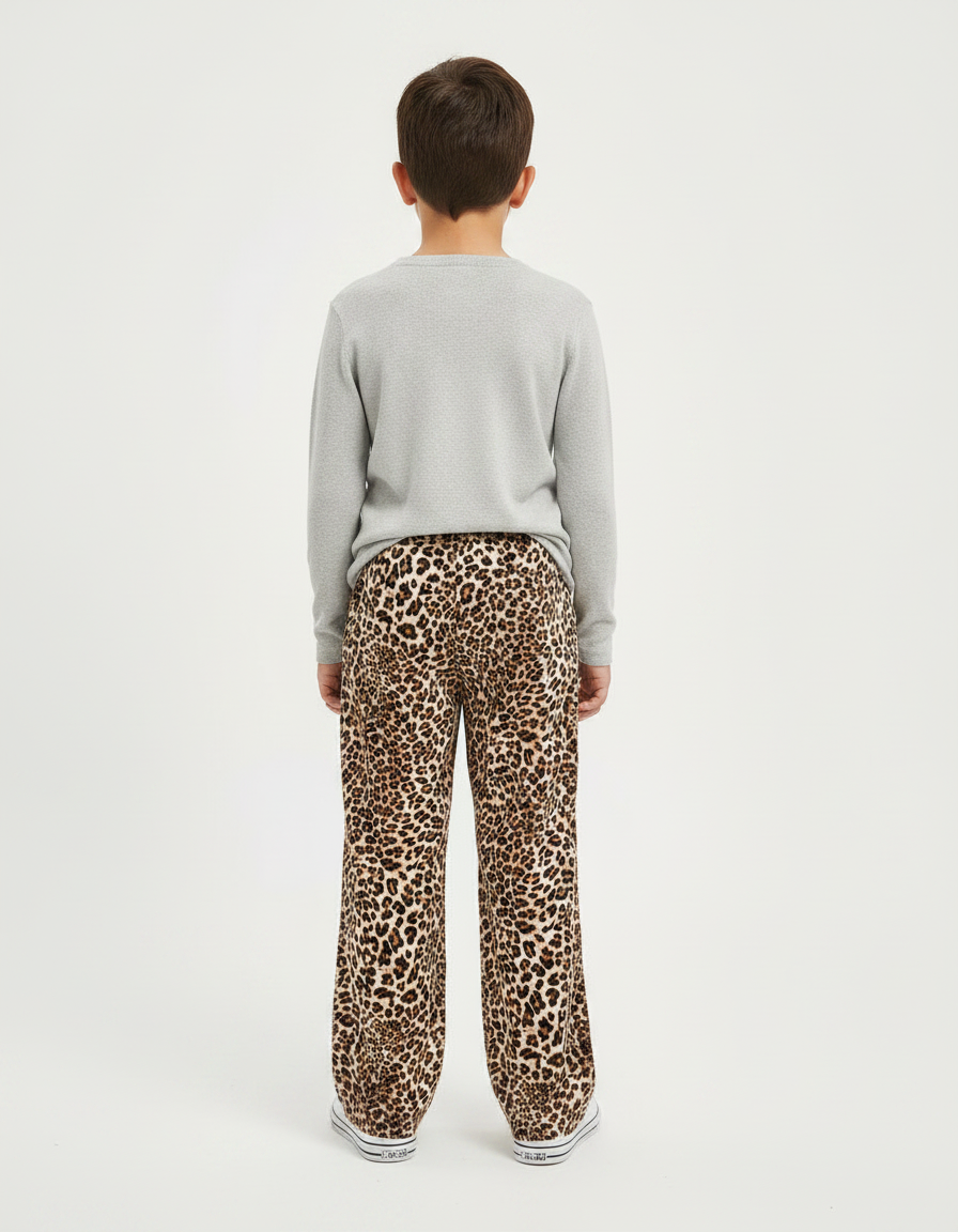 Pantalon Léopard Ample Fluide Imprimé Décontracté Garçon - Viscose - vue 2
