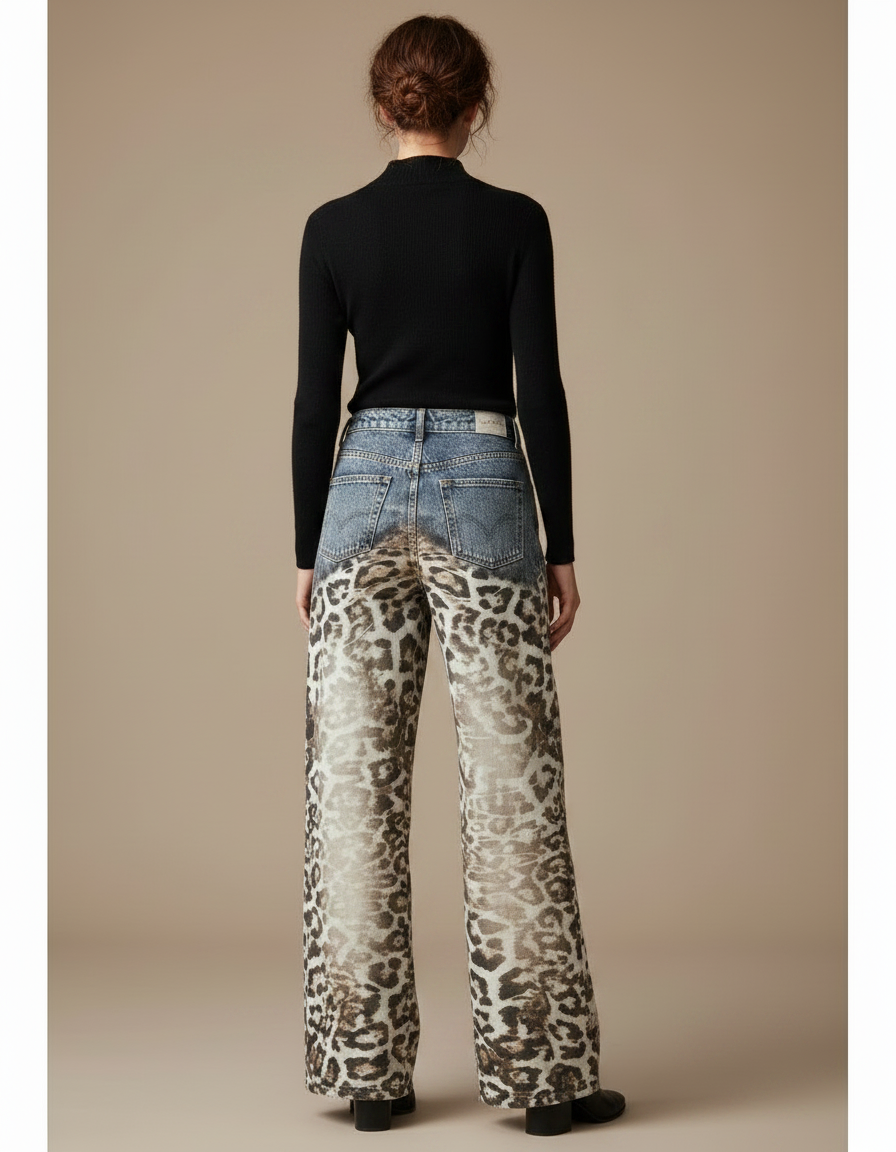Pantalon Leopard Clair - Imprimé Jean - vue 2