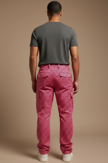 Pantalon Léopard Rose Cargo Ample Homme - Toile - vue 2