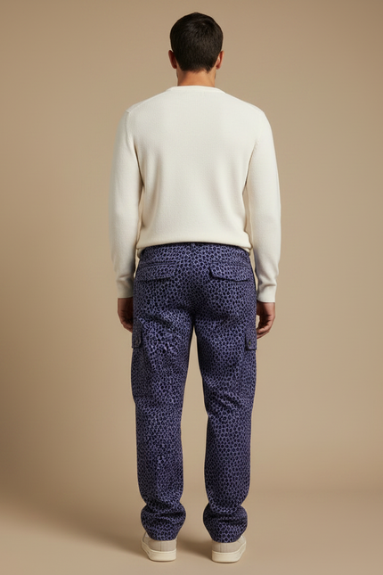 Pantalon Léopard Violet Cargo Ample Imprimé Homme - Coton - vue 2