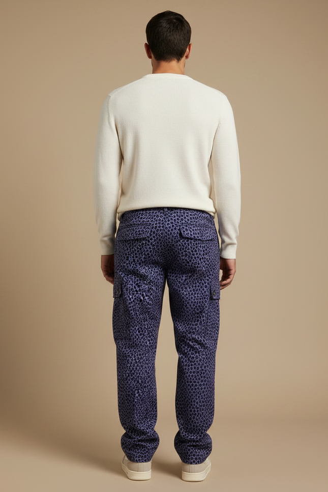 Pantalon Léopard Violet Cargo Ample Imprimé Homme - Coton - vue 2