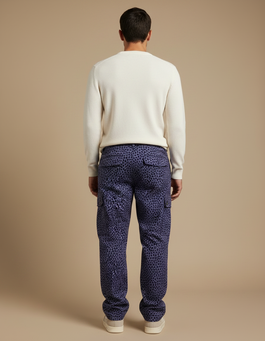 Pantalon Léopard Violet Cargo Ample Imprimé Homme - Coton - vue 2