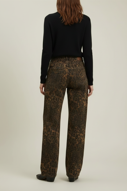Pantalon Léopard Marron Ample Décontracté Femme - Jean - vue 2
