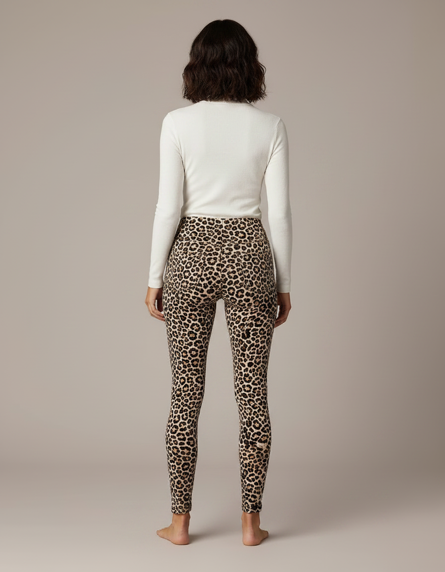 Pantalon Léopard Taille Haute Moulant Imprimé Femme - Maille - vue 2