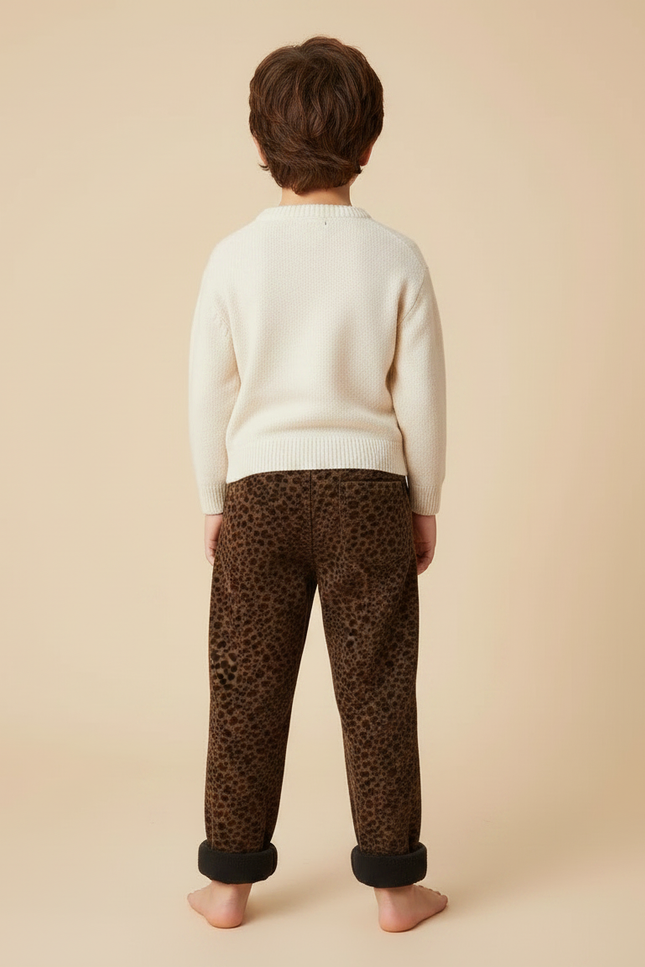 Pantalon Léopard Marron Imprimé Hiver Molletonné Enfant - vue 2