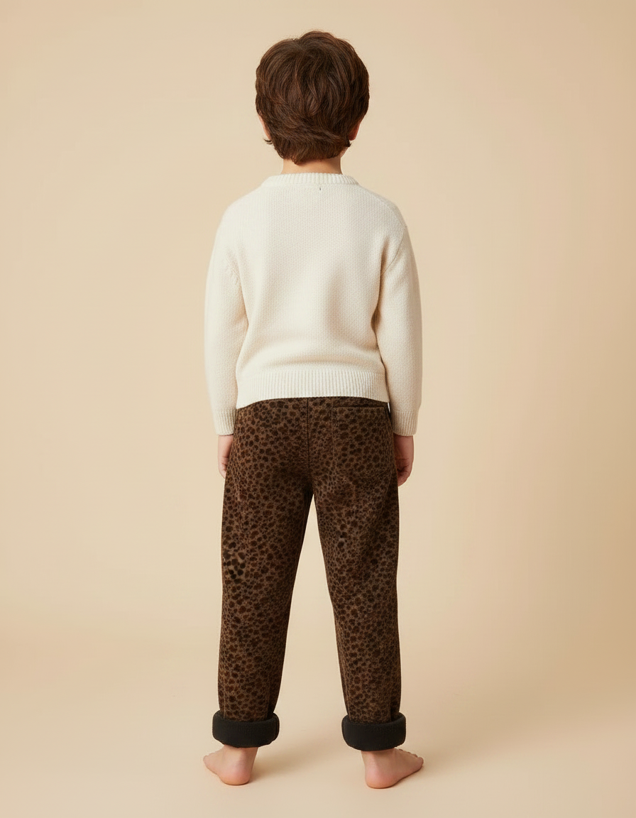 Pantalon Léopard Marron Imprimé Hiver Molletonné Enfant - vue 2