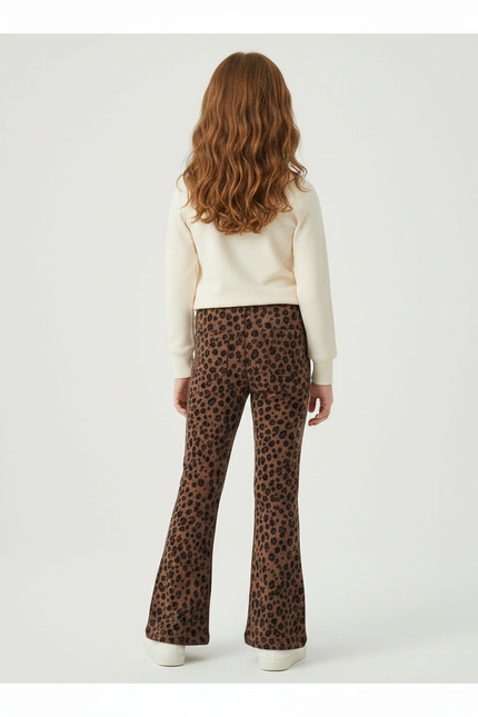 Pantalon Léopard Marron Évasé Imprimé Hello Kitty Fille - Molleton - vue 2