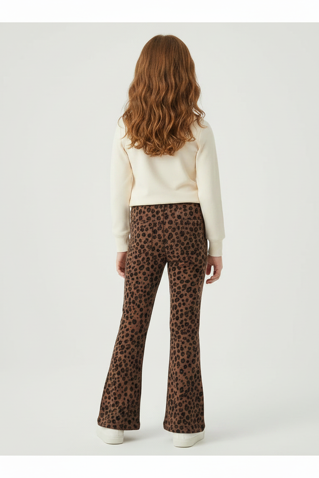 Pantalon Léopard Marron Évasé Imprimé Hello Kitty Fille - Molleton - vue 2