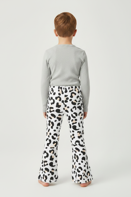 Pantalon Léopard Blanc Évasé Imprimé Enfant Confortable - Maille - vue 2