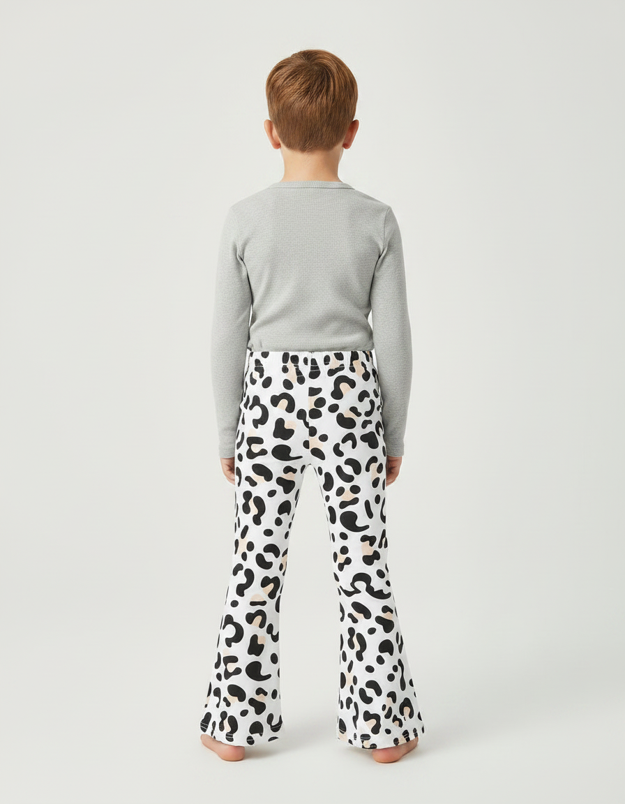 Pantalon Léopard Blanc Évasé Imprimé Enfant Confortable - Maille - vue 2