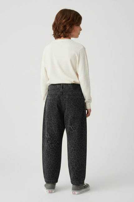 Pantalon Léopard Gris Ample Imprimé Garçon - Jean - vue 2