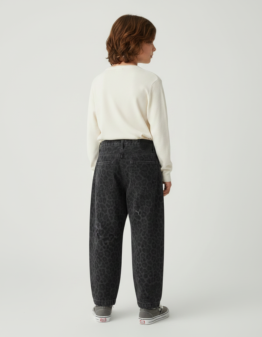 Pantalon Léopard Gris Ample Imprimé Garçon - Jean - vue 2