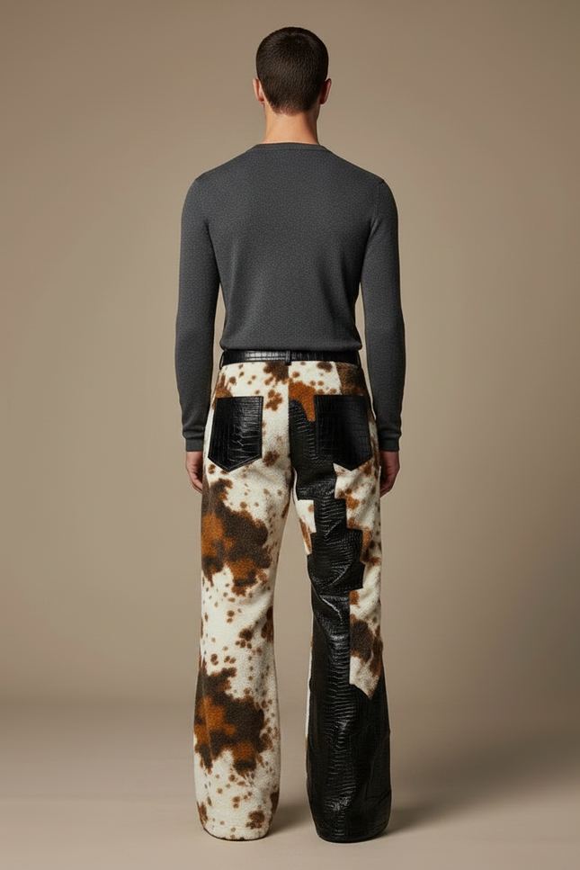 Pantalon Léopard Homme Imprimé Crocodile Évasé Doux - Molleton - vue 2