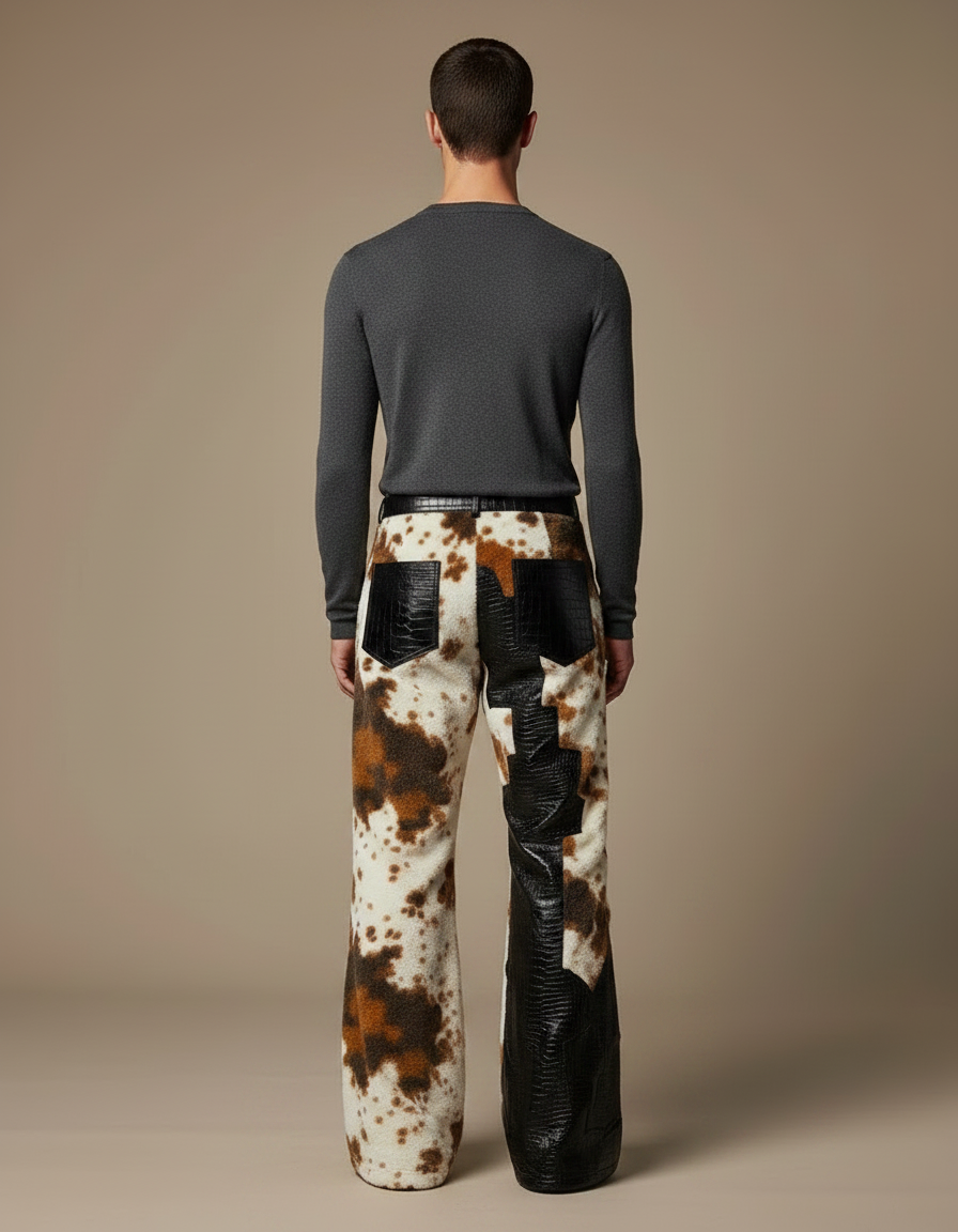 Pantalon Léopard Homme Imprimé Crocodile Évasé Doux - Molleton - vue 2
