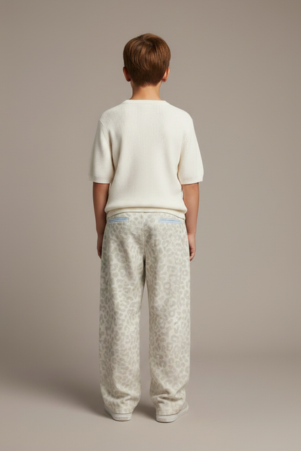 Pantalon Léopard Ample Beige Imprimé Enfant - Molleton - vue 2