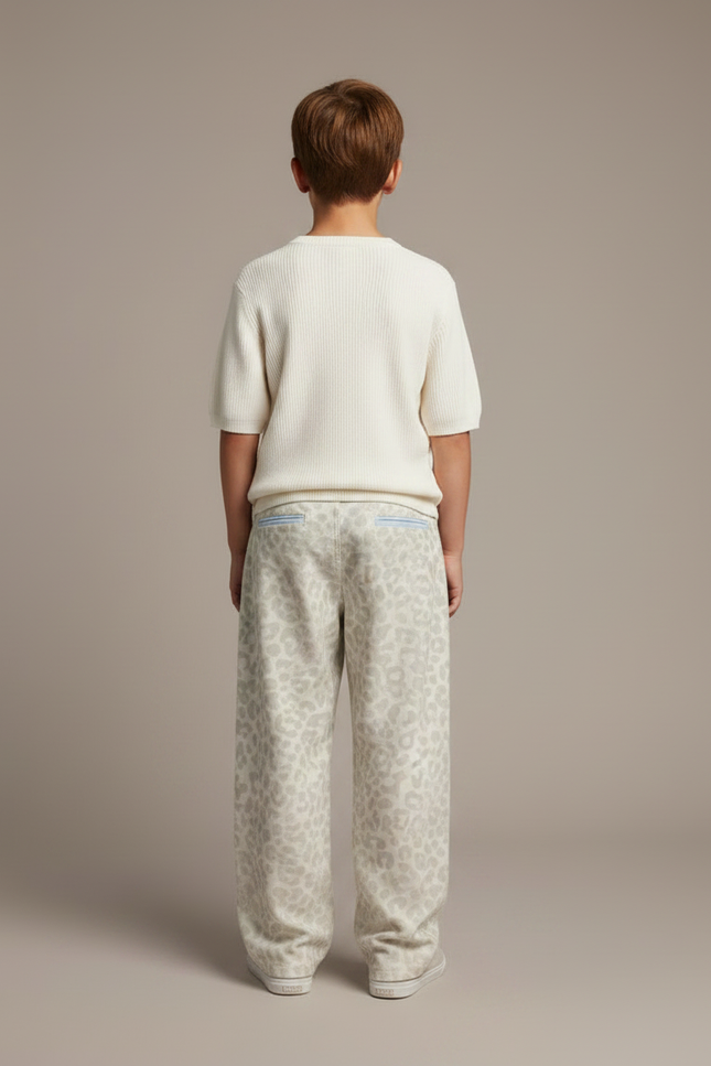 Pantalon Léopard Ample Beige Imprimé Enfant - Molleton - vue 2