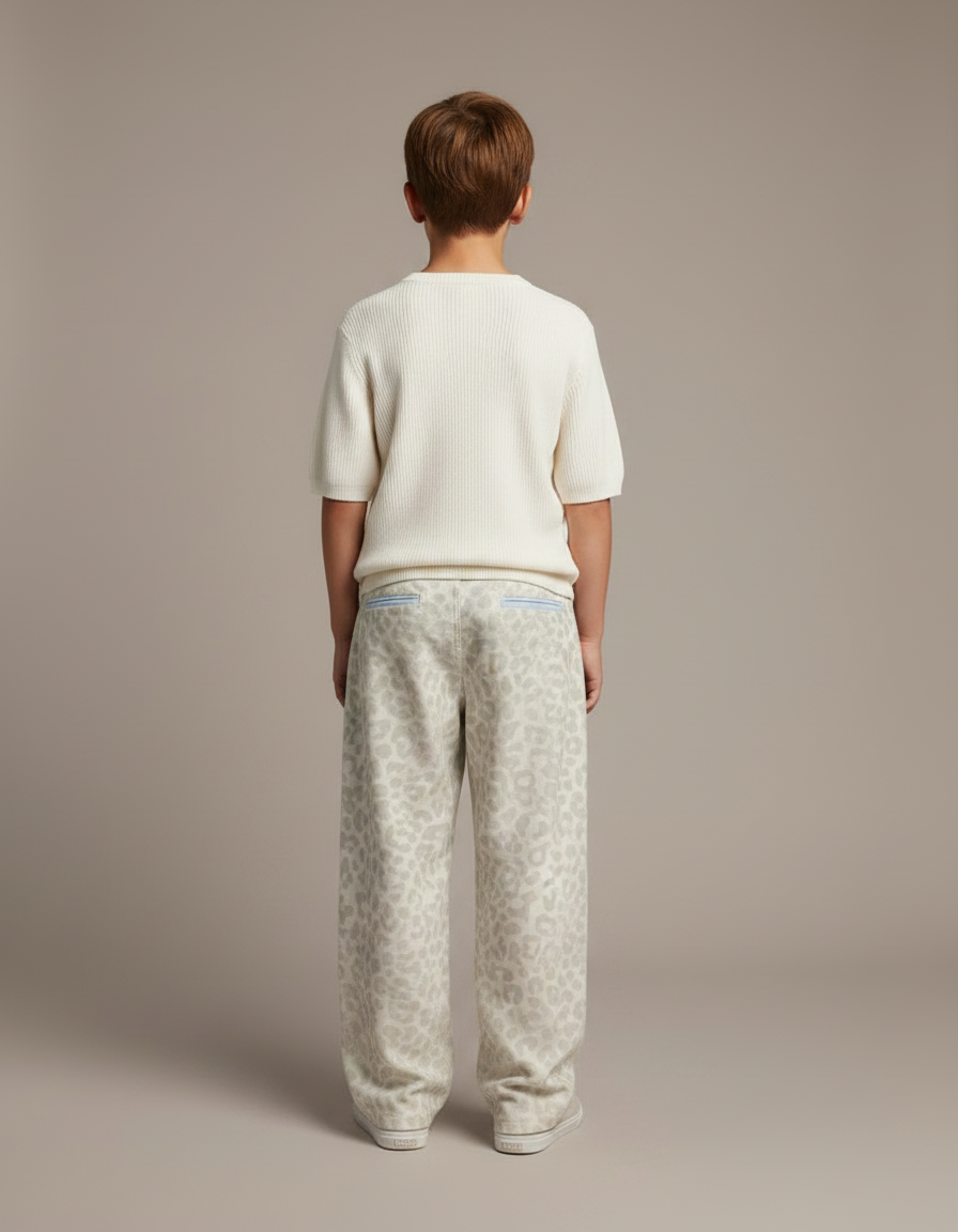 Pantalon Léopard Ample Beige Imprimé Enfant - Molleton - vue 2