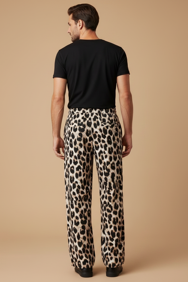 Pantalon Léopard Ample Imprimé Fluide Décontracté Homme - Viscose - vue 2