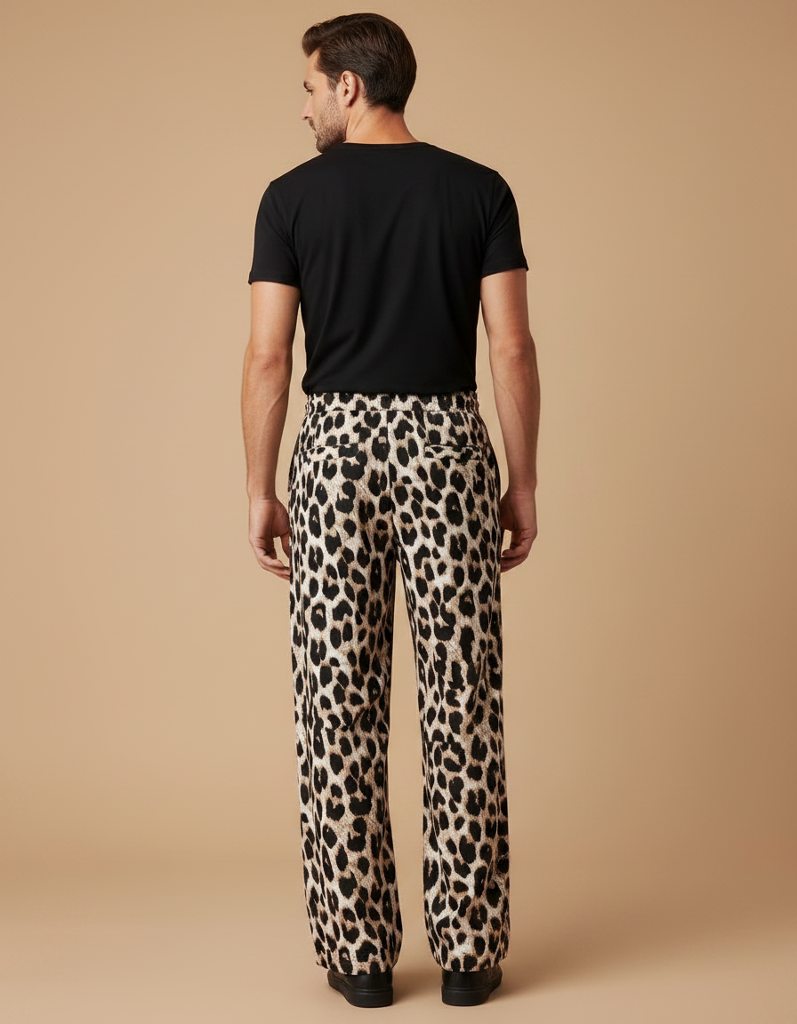 Pantalon Léopard Ample Imprimé Fluide Décontracté Homme - Viscose - vue 2