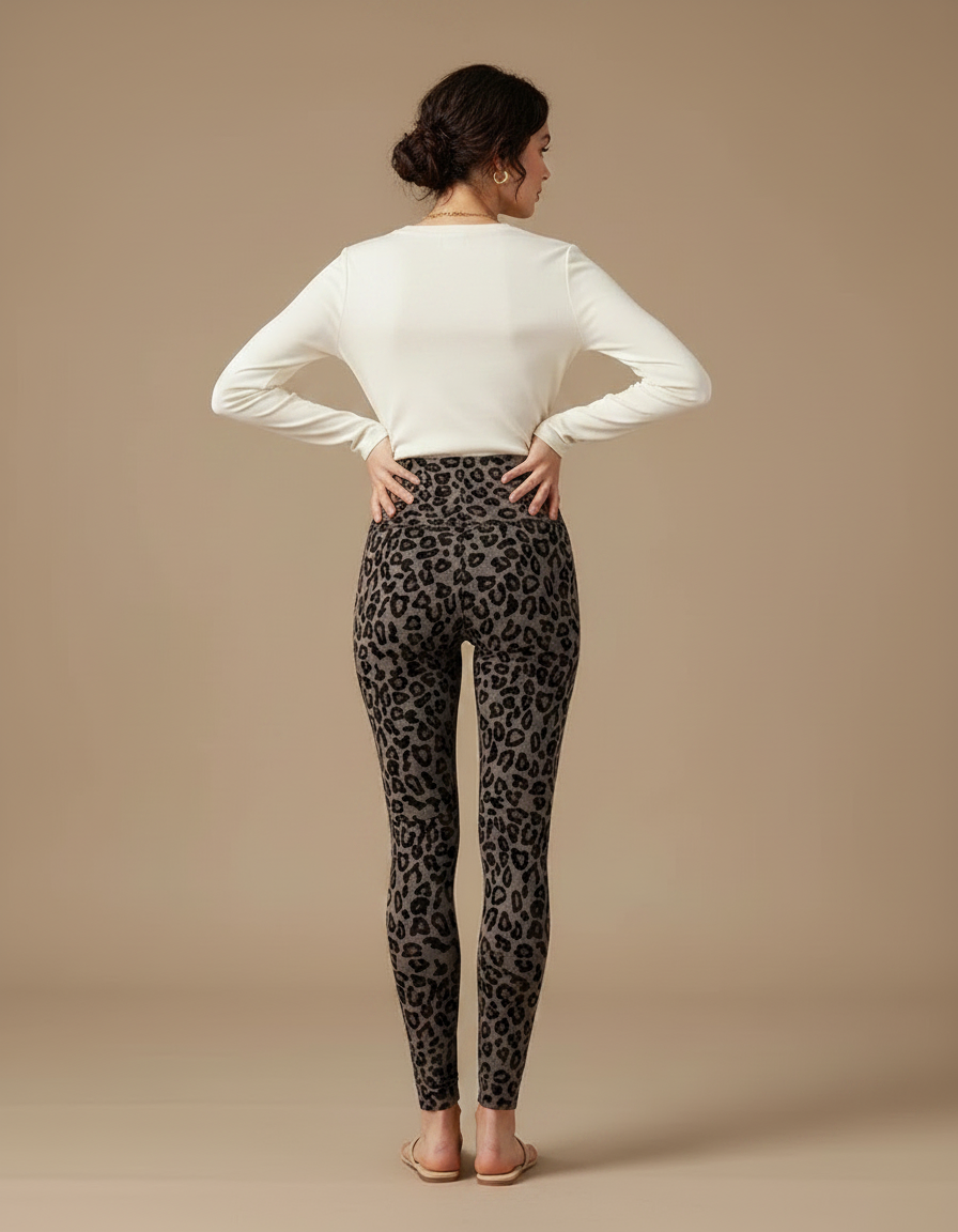Pantalon Léopard Imprimé Slim Chaud Femme - Molleton - vue 2