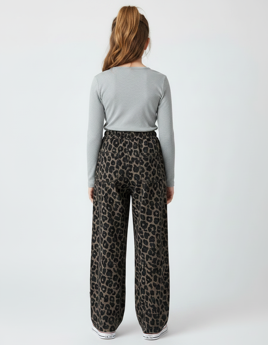 Pantalon Leopard Noir - Imprimé Molleton - vue 2