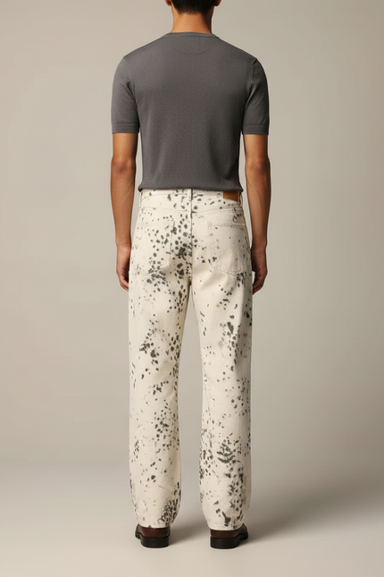Pantalon Léopard Blanc Imprimé Décontracté Homme - Jean - vue 2