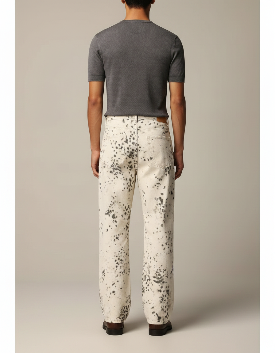 Pantalon Léopard Blanc Imprimé Décontracté Homme - Jean - vue 2