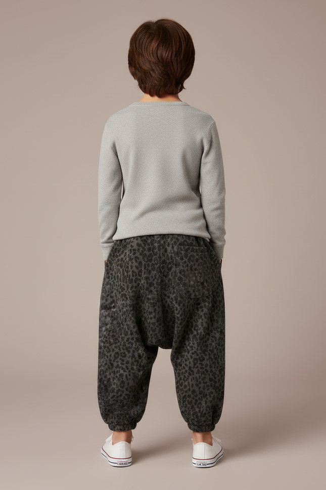 Pantalon Léopard Gris Ample Imprimé Enfant - Molleton - vue 2