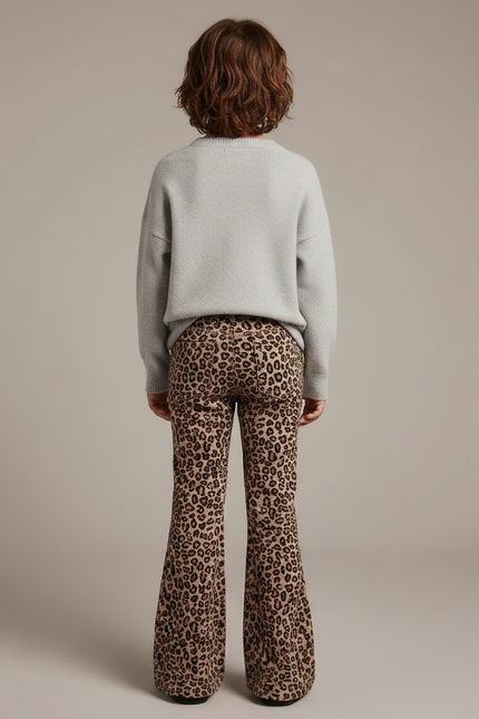 Pantalon Léopard Marron Imprimé Évasé Coton Enfant - Cordé - vue 2