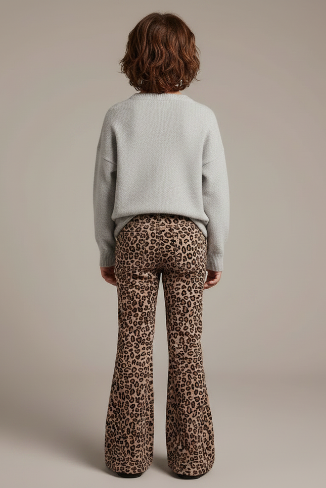 Pantalon Léopard Marron Imprimé Évasé Coton Enfant - Cordé - vue 2