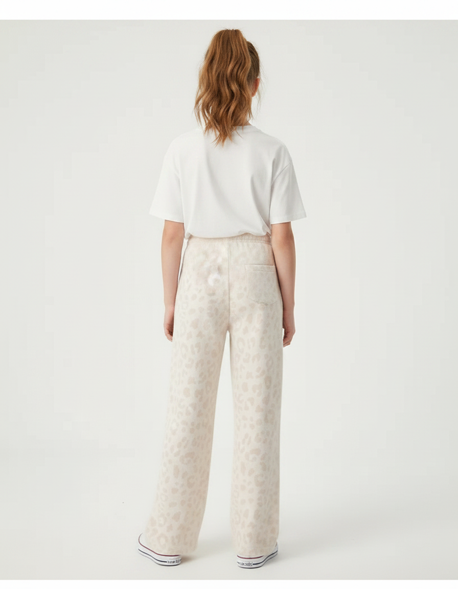 Pantalon Léopard Beige Ample Doux Confortable Femme - Molleton - vue 2