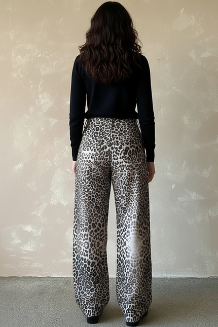 Pantalon Léopard Ample Imprimé Fluide Décontracté Chic - Viscose - vue 2