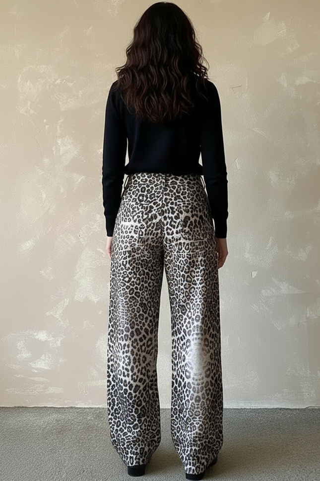 Pantalon Léopard Ample Imprimé Fluide Décontracté Chic - Viscose - vue 2