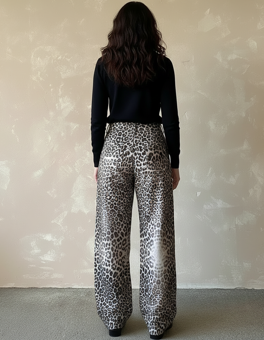 Pantalon Léopard Ample Imprimé Fluide Décontracté Chic - Viscose - vue 2