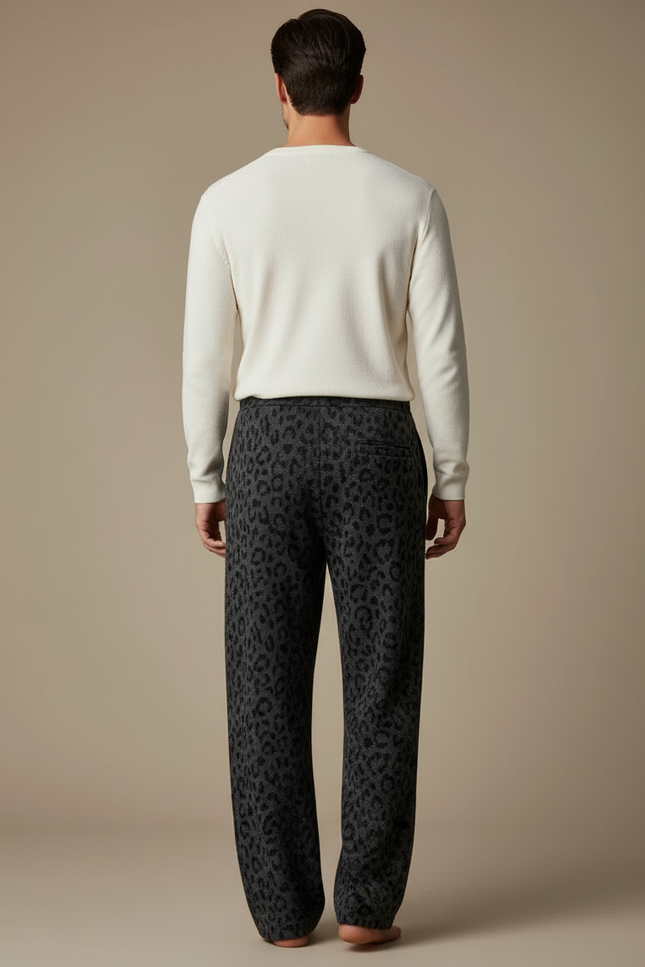 Pantalon Léopard Gris Foncé Ample Homme Casual - Molleton - vue 2