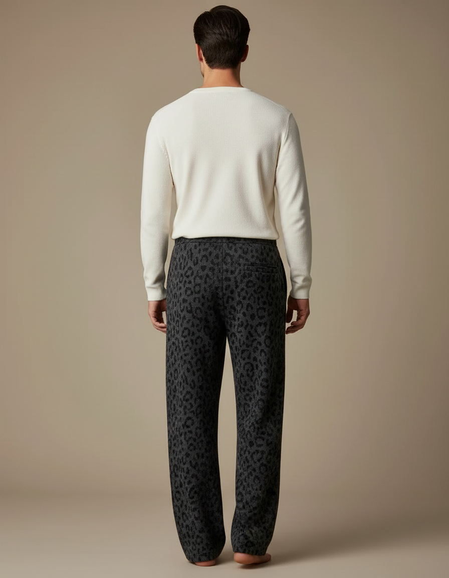 Pantalon Léopard Gris Foncé Ample Homme Casual - Molleton - vue 2