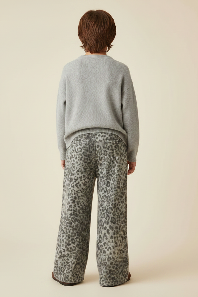 Pantalon Léopard Gris Ample Doux Enfant - Maille - vue 2